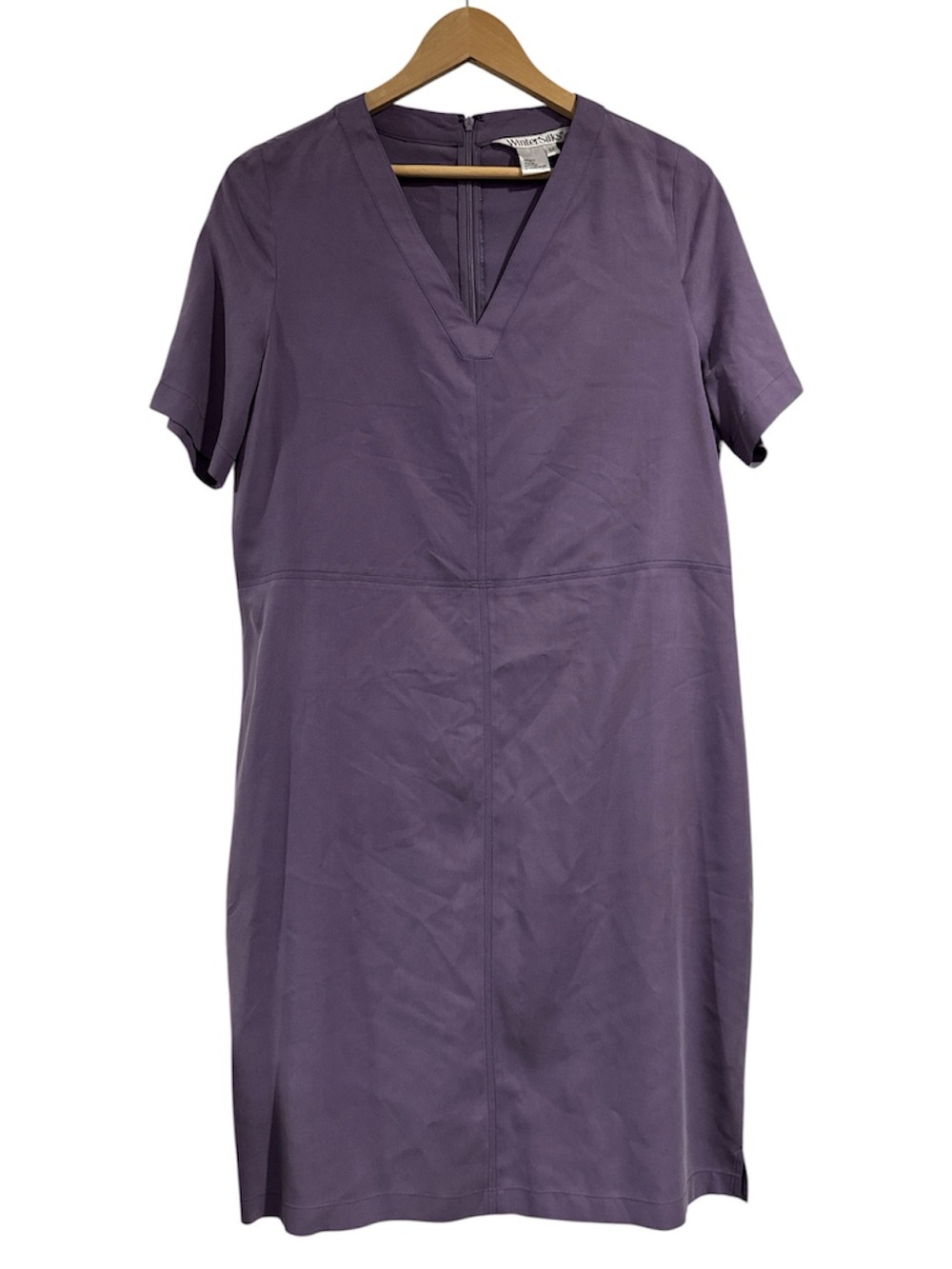Wintersilks dress Purple V Neck Shift winter silks medium